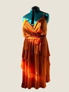 XL Lauren Conrad Orange Casual Summer Evening Dress